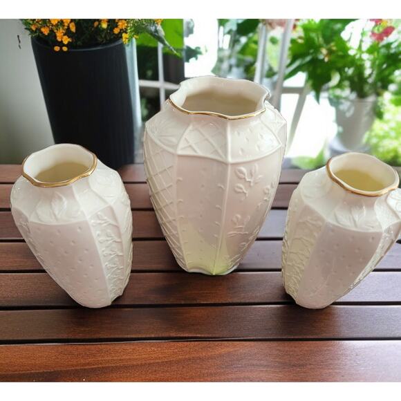 Fitz and Floyd The Botanical Collection Trellis Vases Leaf Bowl Candleholders - Picture 2 of 10